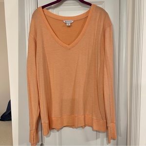 Athleta orange sunrise v neck sweater size XL